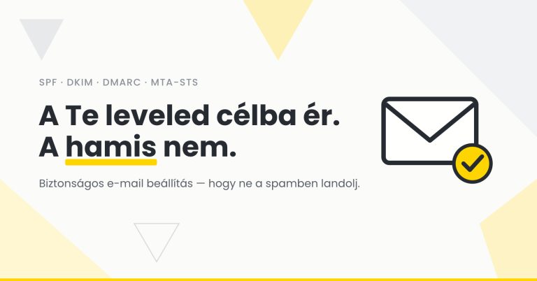 Biztonságos e-mail beállítás — SPF, DKIM, DMARC, MTA-STS